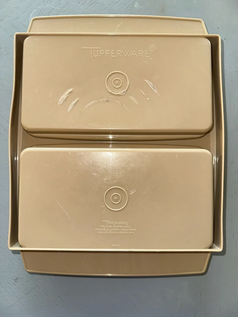 Tupperware Beige and White Egg Storage Tray Set